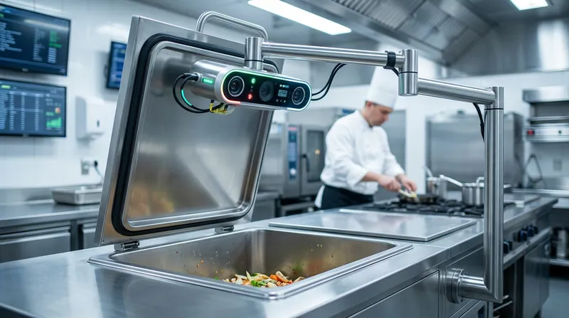 AI-powered cameras in commercial kitchens analyze discarded food to help chefs optimize future purchasing.