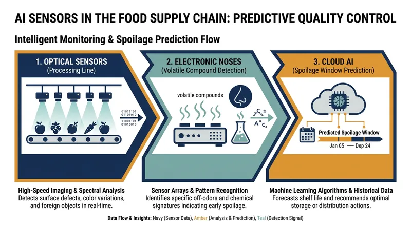 How cyber-physical architectures use non-destructive sensors to monitor food quality in real time.
