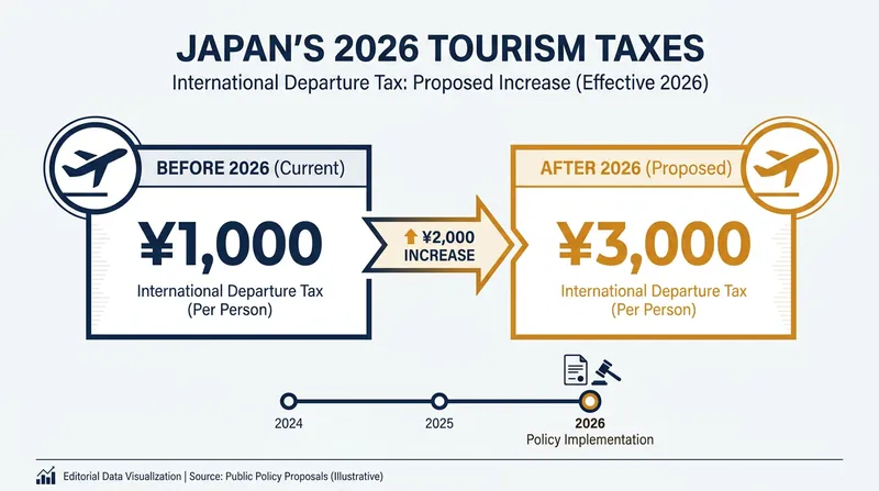 Japan's international departure tax triples in July 2026 to fund heritage preservation.