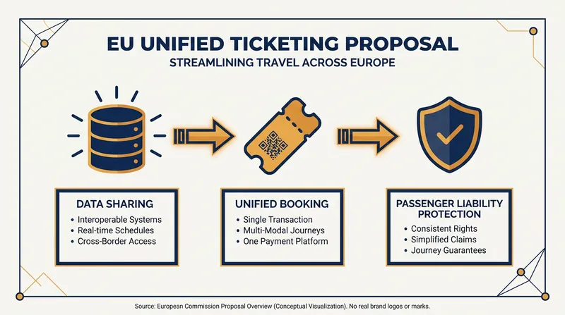 The European Commission's May 2026 proposal mandates data sharing and single-ticket liability across all national operators.