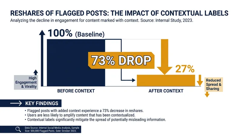Crowdsourced context significantly reduces the viral spread of misleading content.