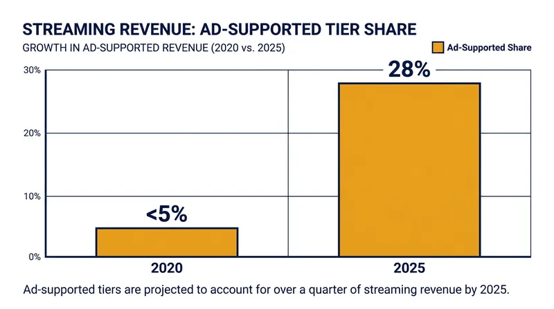 Ad-supported tiers have become the industry's primary growth engine, now accounting for 28 percent of all subscription revenue.