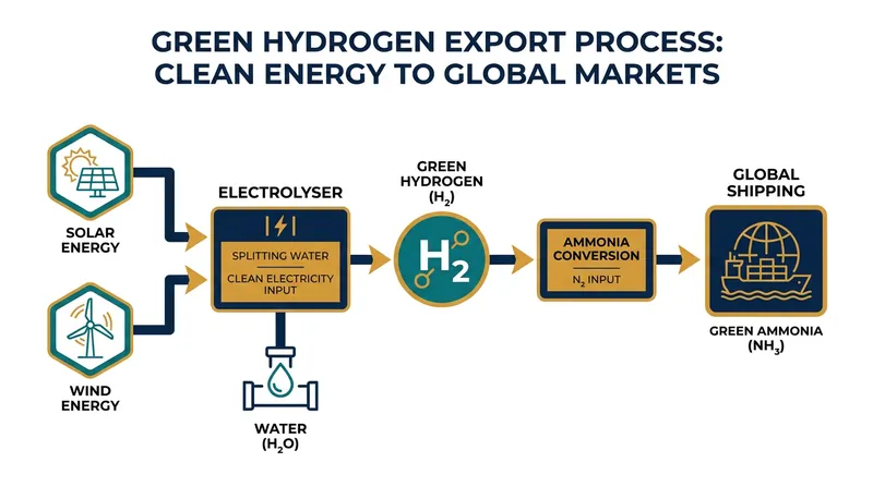How desert sunlight is converted into a shippable, zero-carbon fuel.
