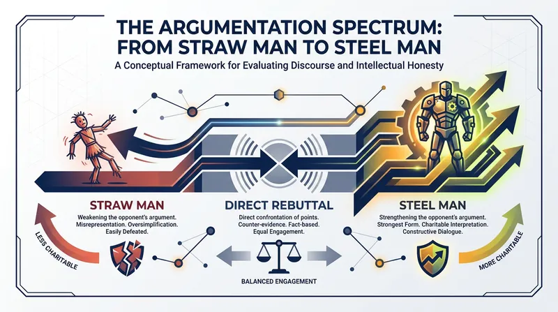 Unlike a straw man, which attacks a caricature of an argument, a steel man addresses the opposing view at its absolute best.