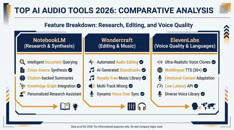 The specialized landscape of AI audio tools serving different creator needs.