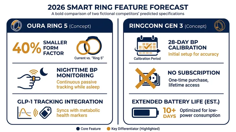A comparison of the flagship features driving the 2026 smart ring market.