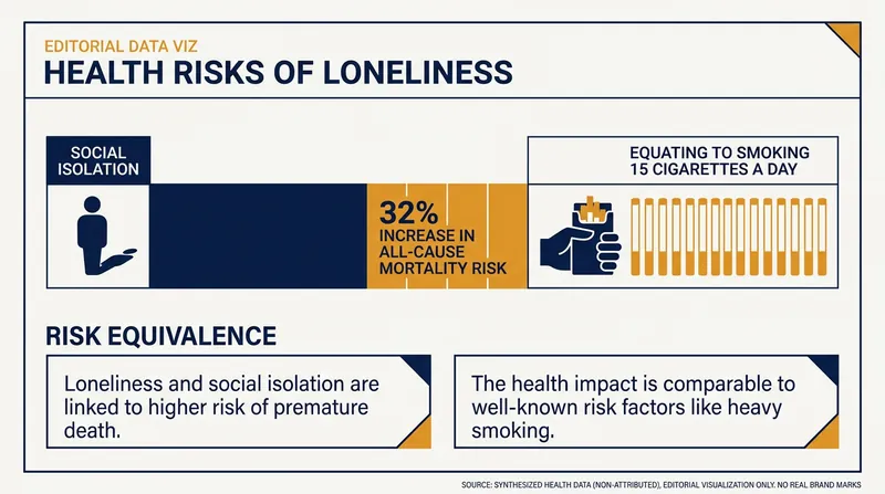 The physiological toll of chronic social isolation is comparable to major physical health risks.