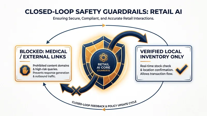 Strict guardrails prevent the AI from hallucinating products or offering restricted advice.