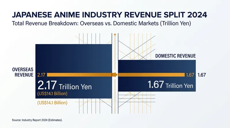 Overseas revenue now vastly eclipses domestic Japanese earnings, fundamentally shifting the industry's target audience.