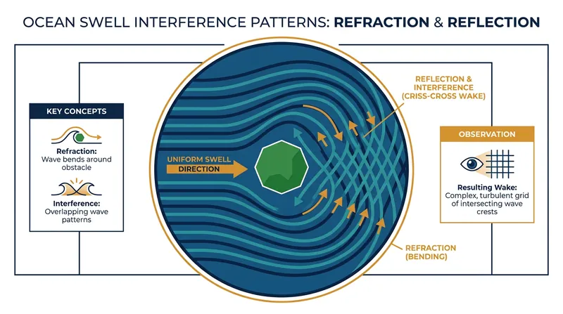 By feeling how deep-ocean swells refract and reflect off unseen landmasses, wayfinders can detect islands up to 50 miles away.