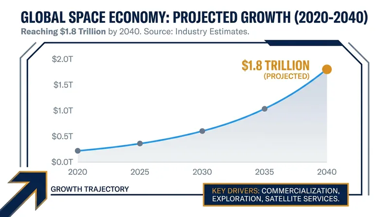 Major financial institutions project the space economy could exceed $1 trillion within the next decade.