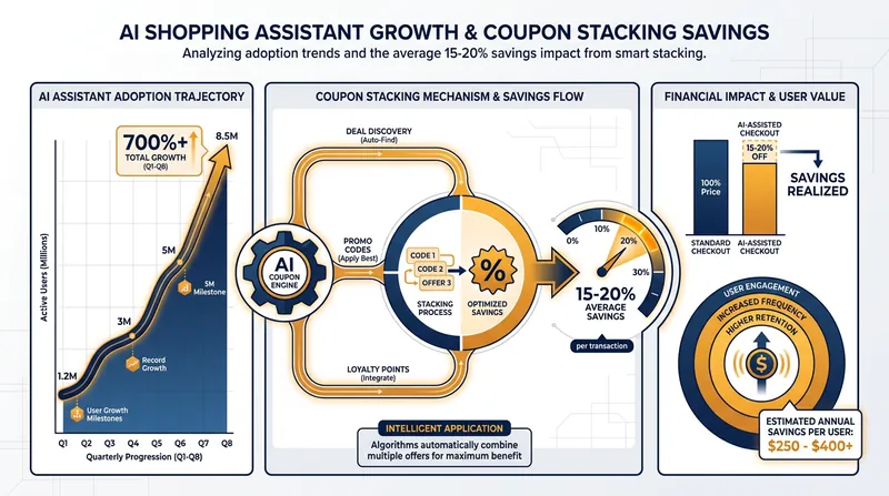 AI assistants secure an average of 15 to 20 percent in additional savings through automated coupon stacking.