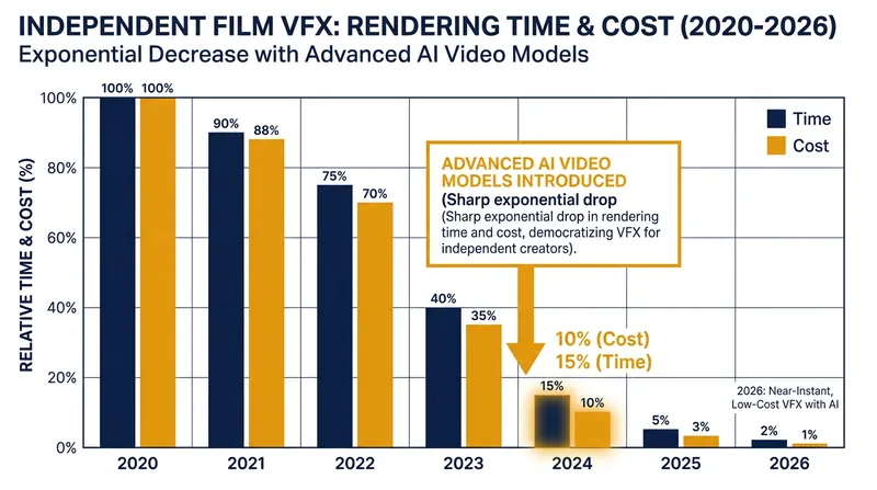 The rapidly falling cost of high-end visual effects for independent creators.