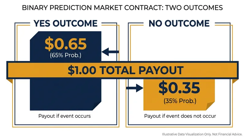 In a binary prediction market, the price of a 'Yes' share directly correlates to the crowd's estimated probability of the event occurring.