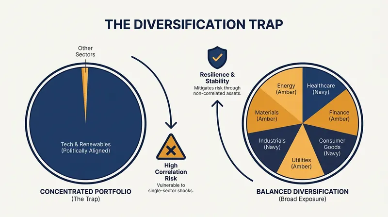 Sorting investments by political ideology often leads to dangerous sector concentration, sacrificing the safety of broad diversification.