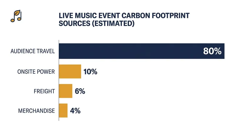 Audience travel remains the largest single source of emissions for live events, prompting new transit initiatives.