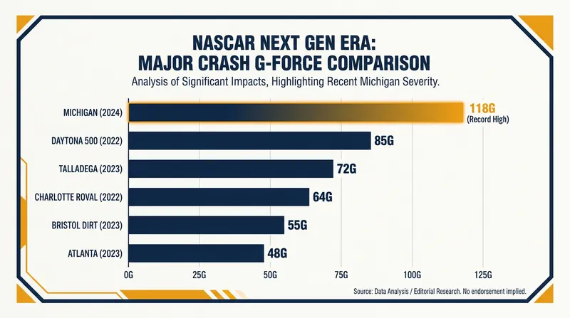 The Lap 148 crash registered as the hardest impact of the Next Gen era.