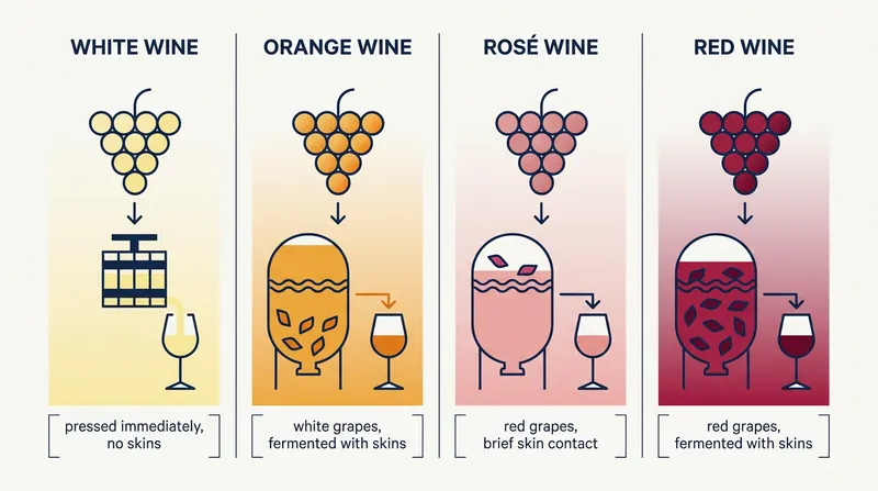 Orange wine applies the traditional red winemaking process to white grape varieties.