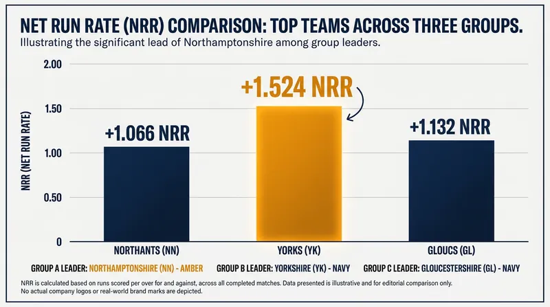 Net Run Rate is proving crucial in separating the top contenders across the three regional groups.