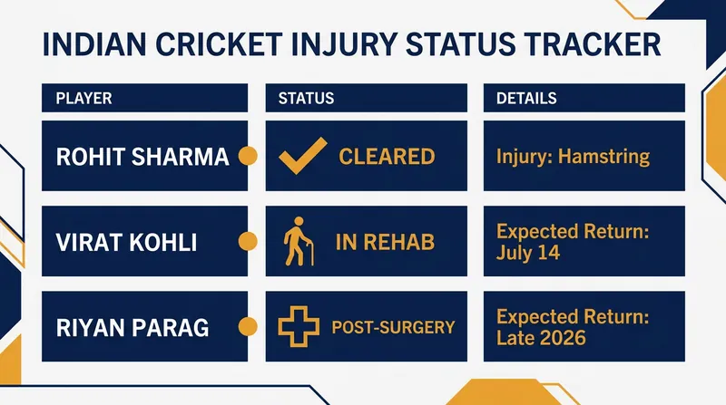 Current injury and recovery status for key Indian cricketers.