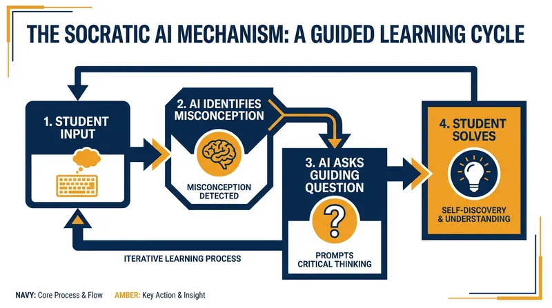 Unlike search engines, AI tutors use the Socratic method to guide students to their own conclusions.