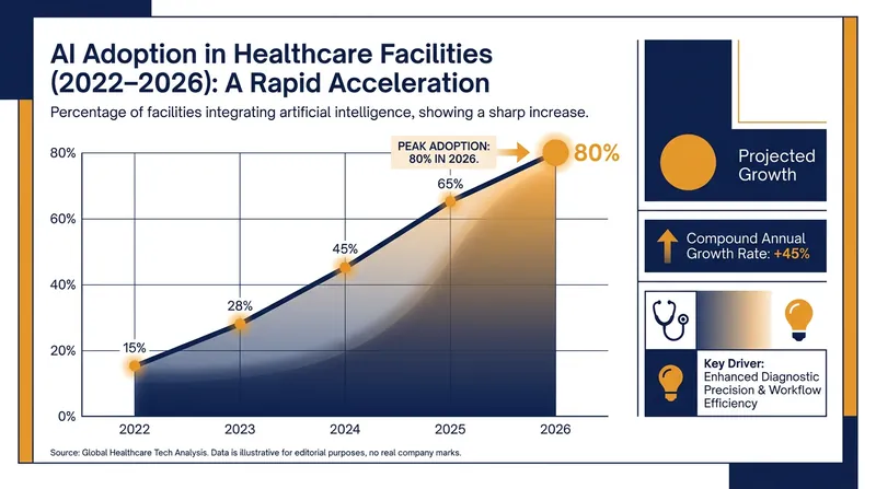 By mid-2026, roughly 80% of U.S. health organizations had integrated some form of AI into their clinical workflows.