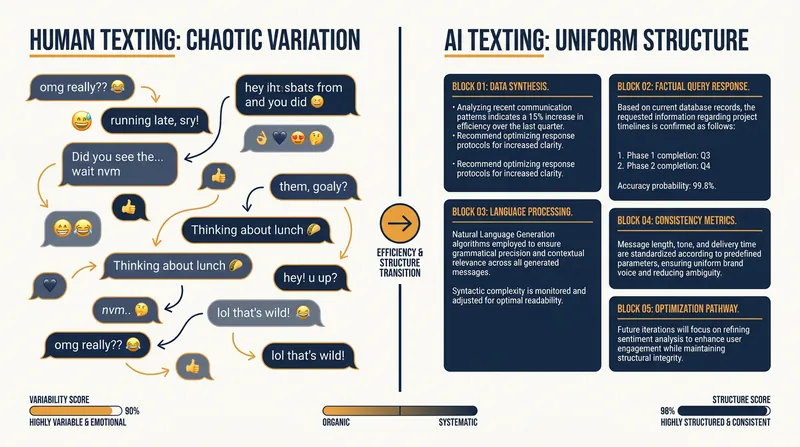 The 'technical fingerprint' of AI text often reveals itself through perfectly uniform sentence structures and massive text blocks.