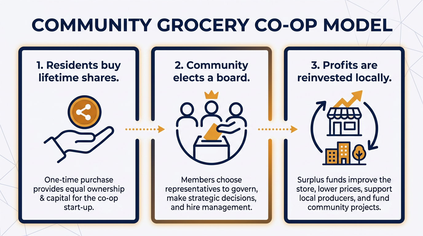 How the cooperative grocery model flips traditional retail ownership.