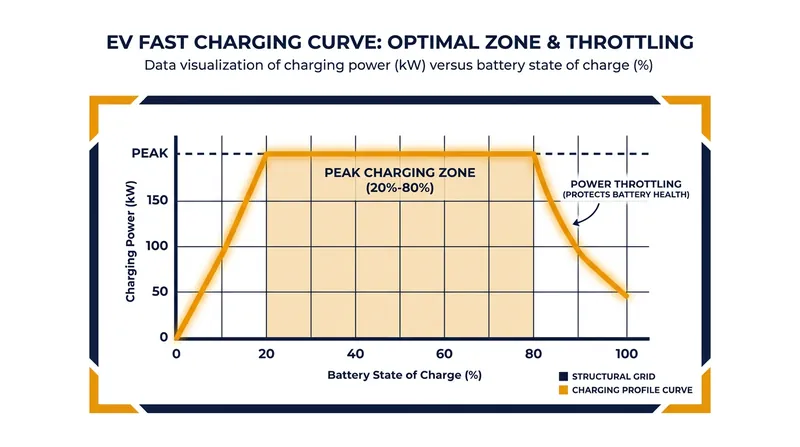 The 20-80% Rule: Fast charging speeds drop significantly once the battery reaches 80 percent capacity.