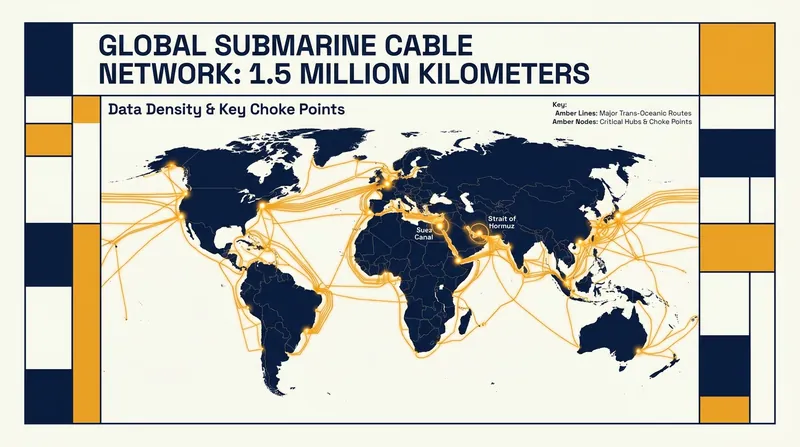 The global network relies heavily on specific geographic choke points where dozens of cables converge to pass through narrow straits.