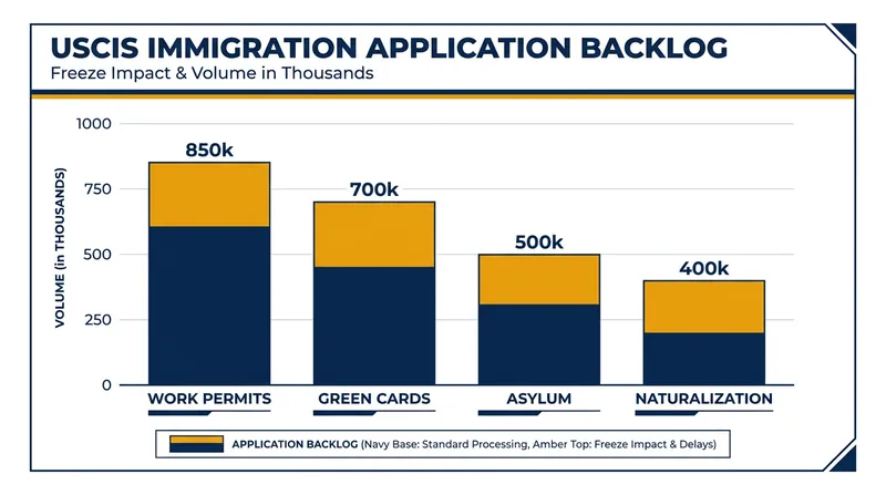 The six-month freeze created a massive backlog across multiple categories of legal immigration benefits.