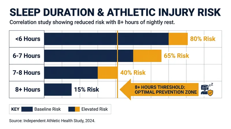 Athletes who consistently sleep fewer than eight hours face a significantly higher risk of musculoskeletal injury.