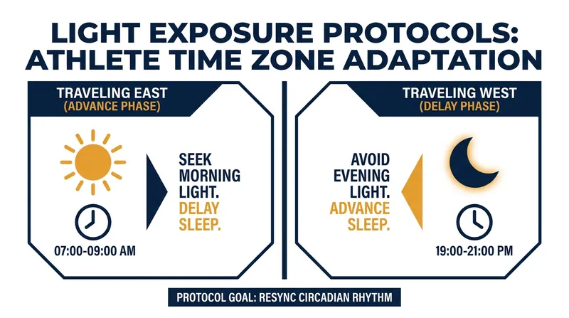 Teams use targeted light exposure to manually reset their athletes' biological clocks after long-haul flights.