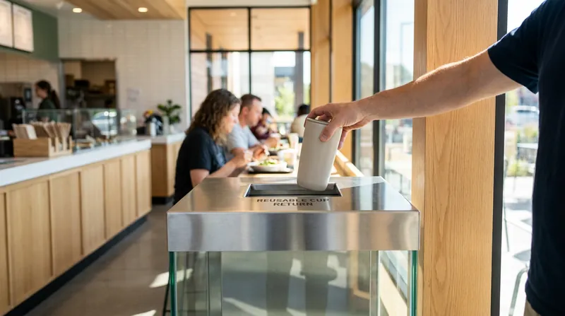 Alongside compostable materials, major chains are piloting closed-loop systems where customers pay a deposit for durable, returnable containers.