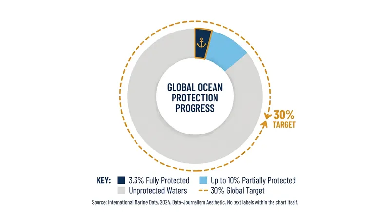 While roughly 10% of the ocean has some form of protection, only 3.3% is fully safeguarded from extractive industries.
