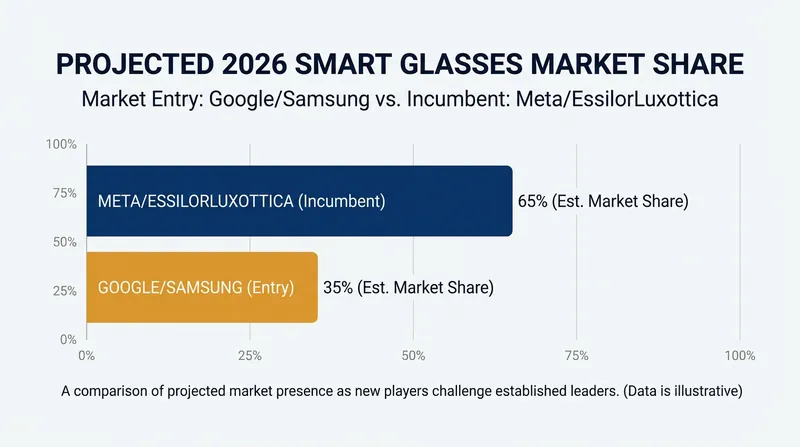Google and Samsung face steep competition from Meta, which sold an estimated 7 million smart glasses in 2025.