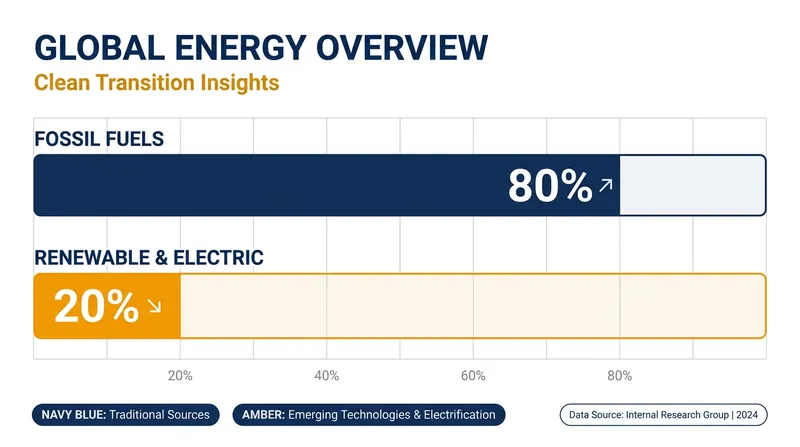 Currently, roughly four-fifths of the world's final energy still comes directly from combusting fossil fuels.