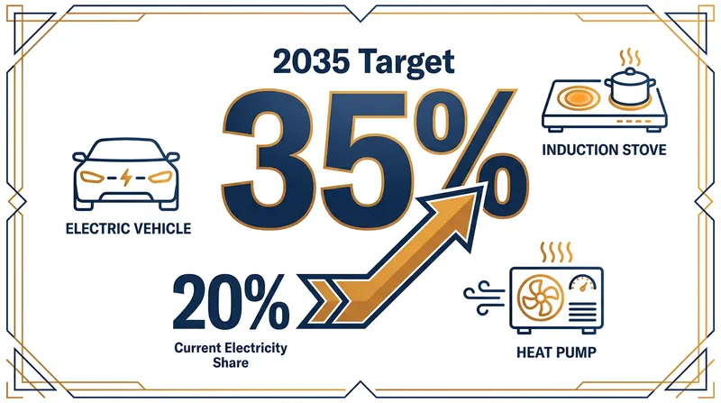 The proposed COP31 target aims to nearly double the share of electricity in global final energy consumption over the next decade.