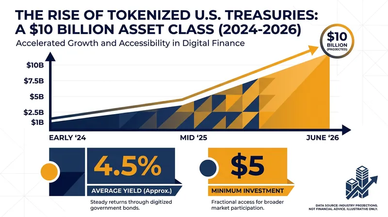 The market capitalization of blockchain-based U.S. government debt has seen explosive growth over the past two years.