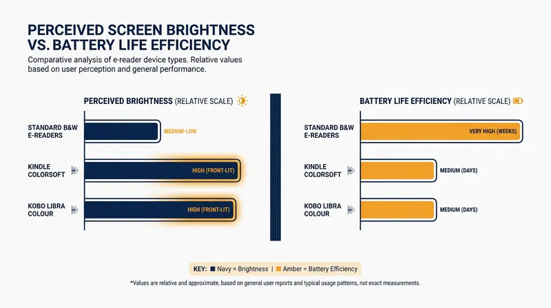 Color filters inherently block light, requiring color e-readers to rely more heavily on battery-draining front-lights.