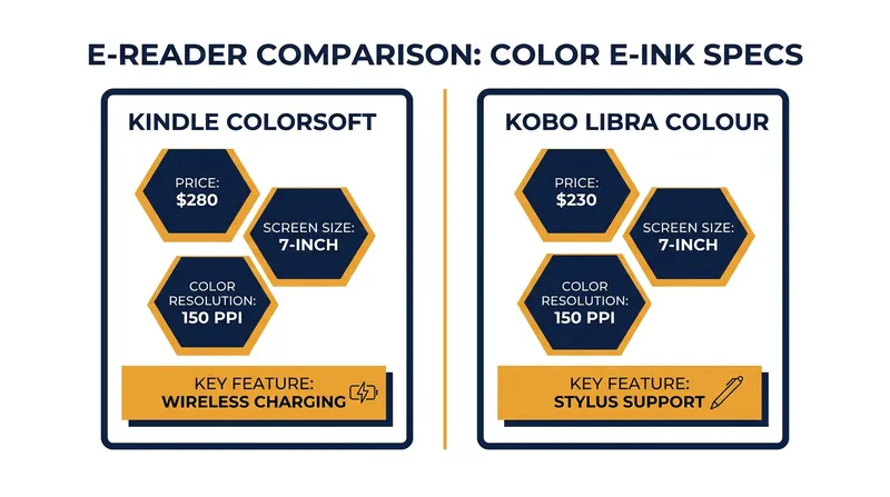 A side-by-side look at the hardware specifications driving the 2026 color e-reader market.