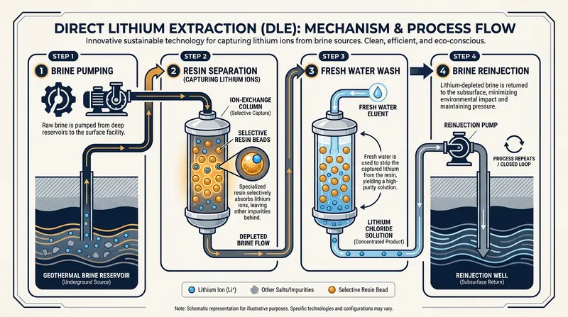 The closed-loop DLE process captures lithium ions and reinjects the remaining brine back underground.