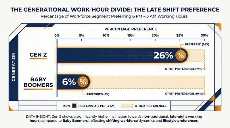 Younger generations are significantly more likely to prefer non-traditional working hours.