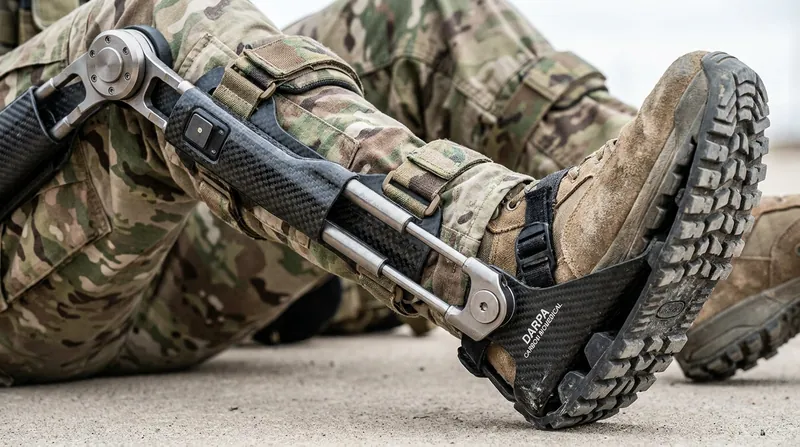 The Intrepid Battlefield EXoskeleton (IBEX) allows soldiers with lower-leg injuries to stand and self-evacuate.