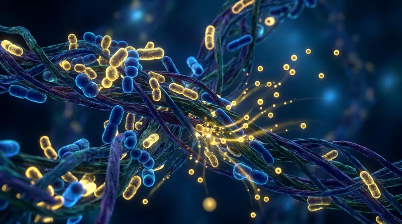 Gut bacteria ferment dietary fiber into short-chain fatty acids, which then bind to specific receptors on human intestinal cells.