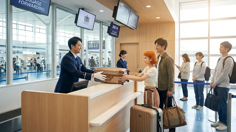 Counters for luggage delivery services are available at all major Japanese airports and train stations.