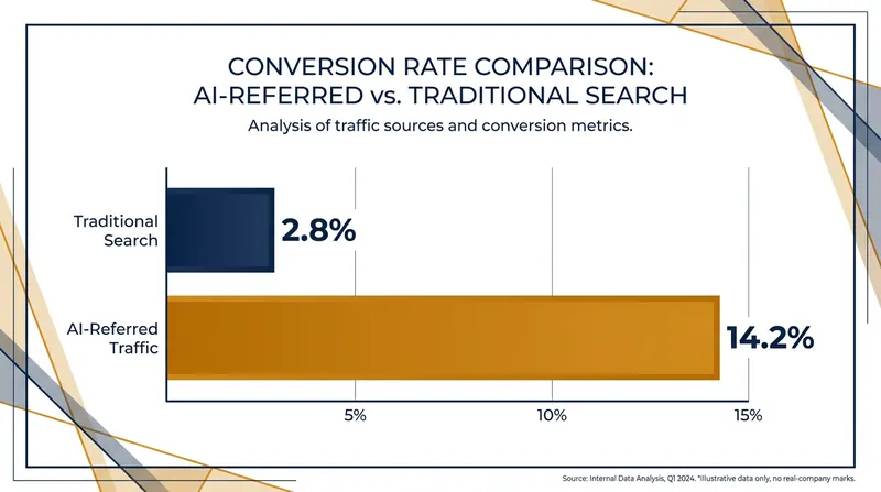 While AI search sends less overall traffic, the visitors it does send convert at a much higher rate.