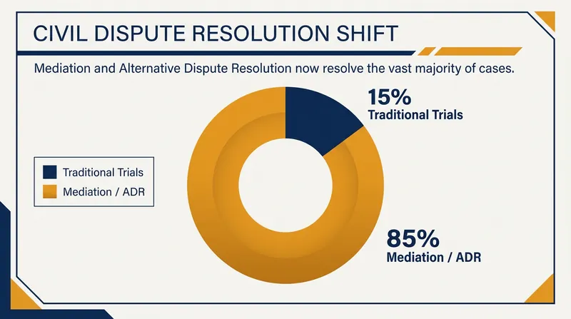 Mediation and arbitration have become the primary mechanisms for resolving civil disputes.