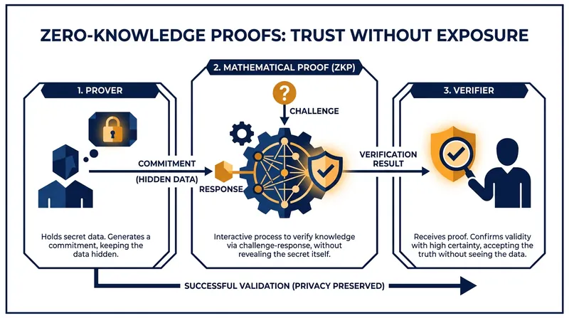 Zero-knowledge proofs allow systems to verify information without exposing the underlying sensitive data.
