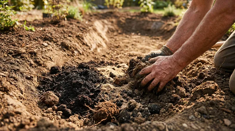 Amending heavy clay soil with sand and compost is often necessary to achieve the rapid drainage a rain garden requires.